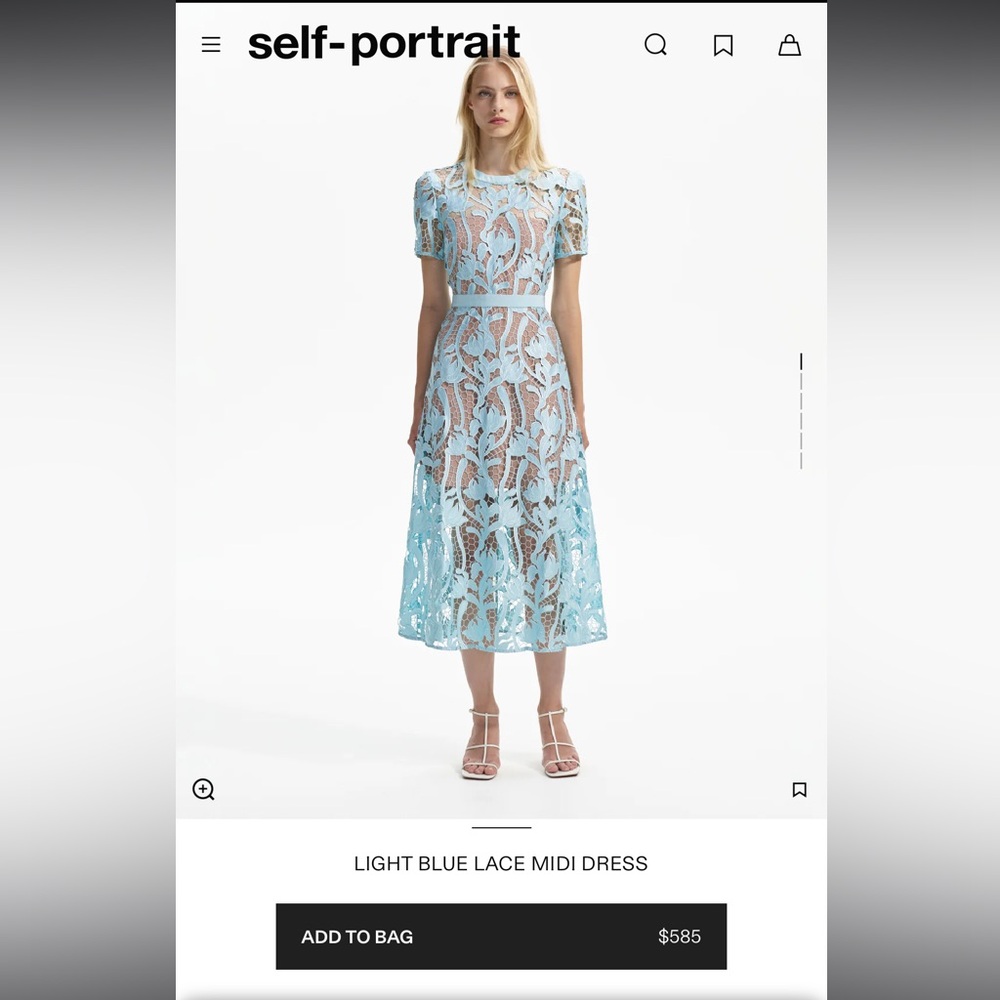 Self-portrait Light Blue lace midi dress